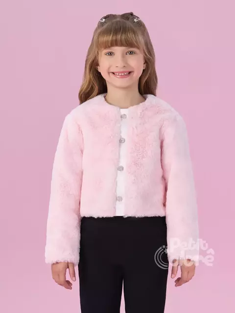 Bolero infantil peles rosa Petit Cherie 012