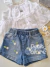 Imagem do Conjunto infantil bata laise e short jeans margaridas Gabriela Aquarela 252043