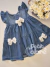 Vestido infantil jeans laços e broche de urso Gabriela Aquarela 252004 - comprar online