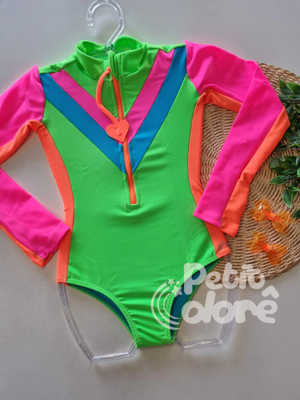 Maiô body infantil Valentina verde Siri Kids 40296
