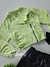 Conjunto infantil blusa verde e short eco couro preto Gabriela Aquarela 241232 - comprar online