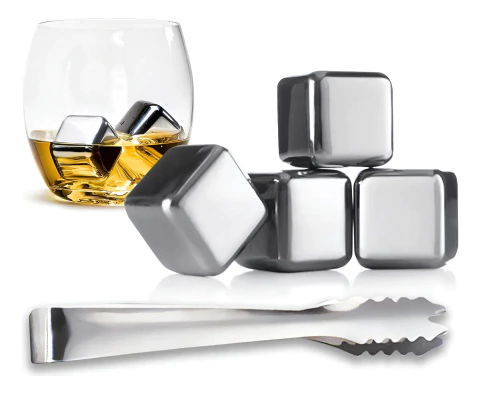 CUBOS DE ACERO INOXIDABLE PARA BEBIDAS CON PINZA