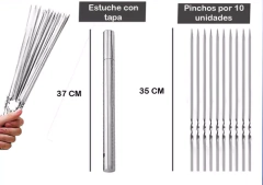 SET X 10 PALITOS PINCHES BROCHETTE ACERO INOX CON ESTUCHE en internet
