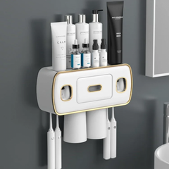DISPENSER PORTA CEPILLO PASTA DENTAL CON CAJON ORGANIZADOR
