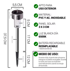 LAMPARA LED SOLAR ESTACA JARDIN LUZ FRIA - Chucheriaslp