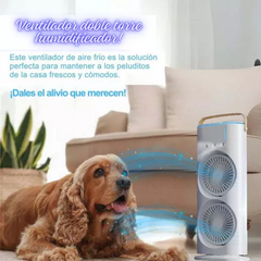 Imagen de VENTILADOR CON HUMIFICADOR DOBLE RECARGABLE