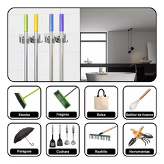 SOPORTE PARA ESCOBA DOBLE DE ACERO INOXIDABLE - Chucheriaslp