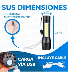 LINTERNA RECARGABLE USB CON ZOOM