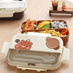 LUNCHERA OSITO TAPER HERMETICO 4 DIVISIONES CUBIERTOS - comprar online