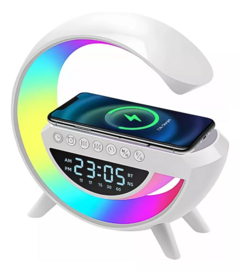 PARLANTE CON LUZ LED CARGA INALAMBRICA RELOJ ALARMA - comprar online