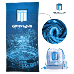 TOALLON ESTAMPADO RACING CLUB C/MOCHILA 70X150CM
