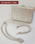 Bolsa prata clutch com mini strass, acompanhada de duas alças, uma de corrente e outra decorativa.
