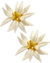 Brinco em forma de flor feito de resina branca com cristais amarelos, representando um design delicado e elegante.
