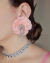 brinco flor rosa com strass nicoleta