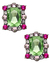 Brincos elegantes com pedras verdes, rosas e transparentes, em um design sofisticado. brincos da serie bridgerton