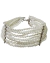 Colar choker prateado com 11 camadas de mini pérolas, ideal para compor looks elegantes.
