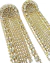 Maxi brinco de strass em cascata dourado, com detalhes brilhantes e design elegante.