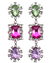 Brincos elegantes com pedras preciosas verdes, rosa e lilás, em um design sofisticado. brinco  da serie bridgerton 