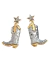Brinco em metal com formato de bota Western, adornado com uma estrela na parte superior.