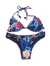 Biquíni Cortininha Flores Azul Calcinha Inteira - comprar online