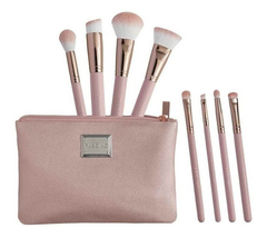 Set Pink Gold 8 Pinceles Para Maquillaje Y Neceser - Fascino