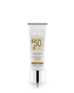 Protector Solar SPF50 Gel Toque Seco. Resistente al agua. 45g Idraet