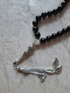 Masbaha. Tasbih. Piedra Agata Negra natural. Premium. 33 cuentas.Rezo. - comprar online