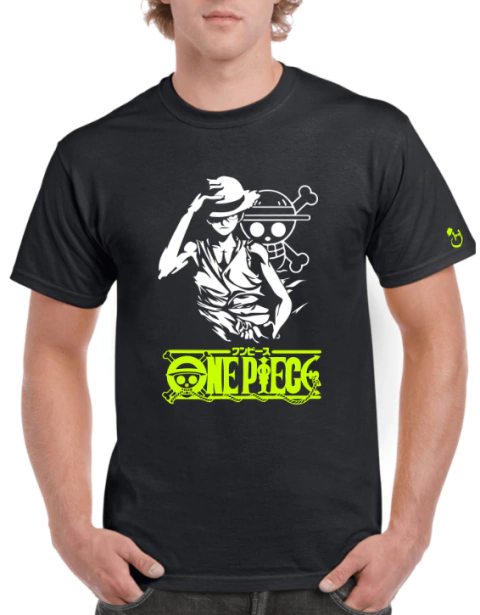 One Piece. Luffy. Remera de algodón peinado premium.