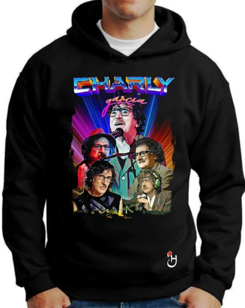 Buzo canguro de frisa Premium. Hoodie. Charly García. Mod B033 - comprar online