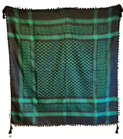 Kufiya. Pañuelos Árabes. extra grandes! 1,20 x 1,20. Negro y verde - Habibis Remeras
