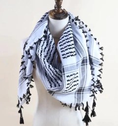 Kufiya. Pañuelos Árabes. extra grandes! 1,20 x 1,20. Blanco y negro. en internet