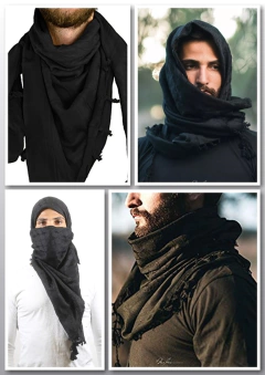 Shemagh Sirios extra grandes! 1,20 x 1,20. Todo Negro! - tienda online
