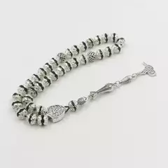 Masbaha.Tasbih. Metal plateado con incrustaciones de cristal azul. Rezo. Islam. ✈️ Envío internacional. Entrega estimada entre 15 y 30 días hábi - comprar online