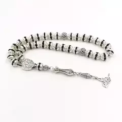Masbaha.Tasbih. Metal plateado con incrustaciones de cristal azul. Rezo. Islam. ✈️ Envío internacional. Entrega estimada entre 15 y 30 días hábi