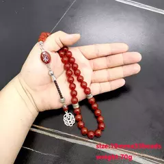 Masbaha.Tasbih.Piedra ágata roja Natural. Rezo. Islámico.✈️ Envío internacional .Entrega estimada entre 15 y 30 días hábiles. - Habibis Remeras