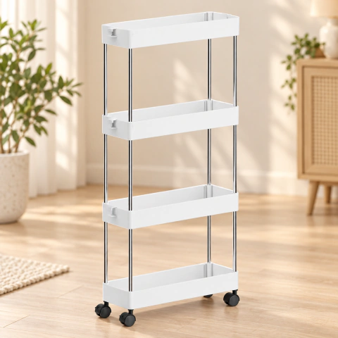 Carrito Organizador 4 Estantes Cocina Baño Con Ruedas