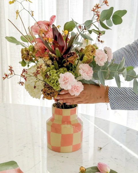 Vaso Stella Xadrez Mini sem Ouro ROSA