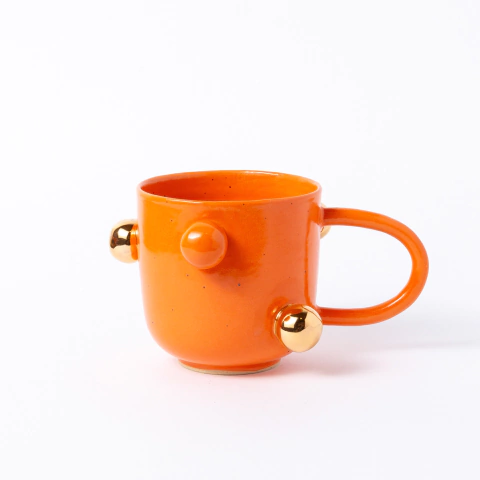 Caneca Bruxelas com Ouro Alternado LARANJA