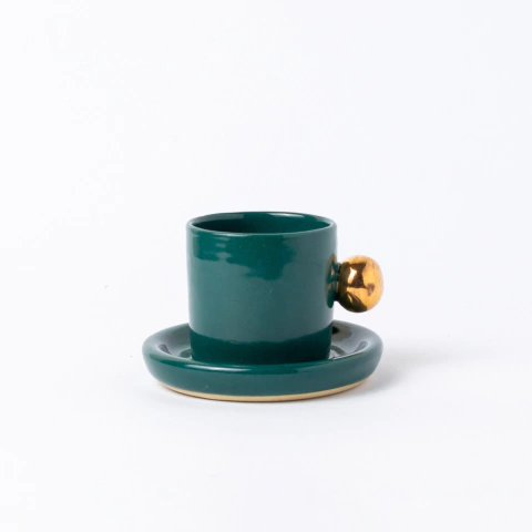 Jogo Xícara Lina com Ouro ESMERALDA 2 Peças
