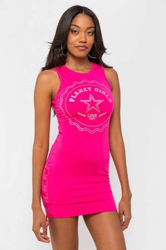 VESTIDO CURTO MALHA ESTAMPA FOIL PLANET GIRLS