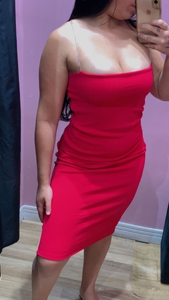 VESTIDO MIDI CANELADO COM ALÇA SEM BOJO