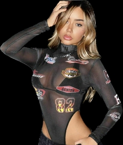 BODY MANGA LONGA CAVADO DE TULE