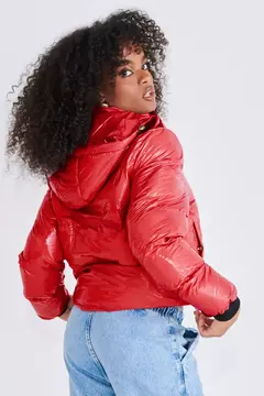 JAQUETA FEMININA PUFFER NYLON COM CAPUZ PLANET GIRLS VERMELHO MÉDIO na internet