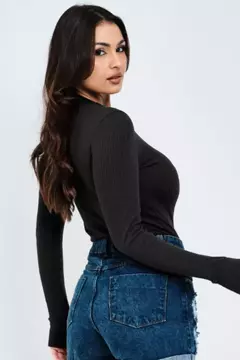 BLUSA FEMININA COM DEDEIRA E LOGO METALIZADO PLANET GIRLS PRETO - comprar online