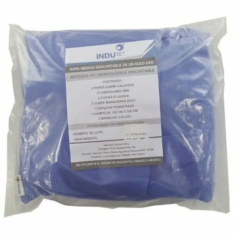 Kit Sanitario Induset 2 Personas Cofia Camisolin Cubrebota Anmat cirugia descartable