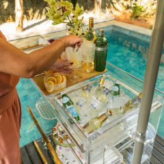 CARRINHO DE SERVIÇO COM OMBRELONE CARBON - BAMBU - Onom Design