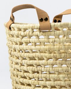 Canasto trenzado 30 x 30 con cuero - comprar online