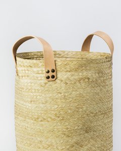 Canasto 34 x 60 con cuero - comprar online