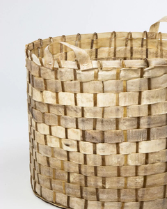 Canasto tientos cuero mediano 42 x 28 cm alto - comprar online