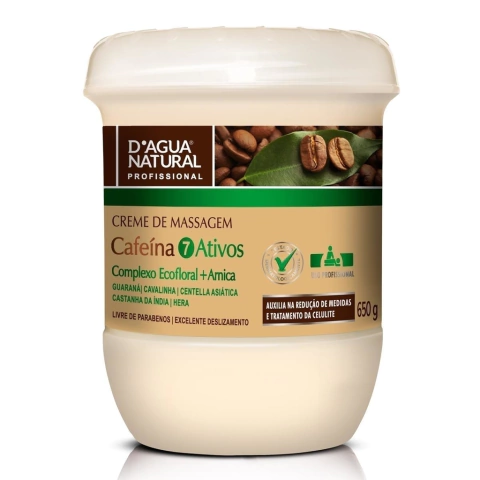 Creme De Massagem Cafeína 7 Ativos 650g (D'agua Natural)
